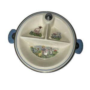 Bartsh Vintage 3 Section Baby Warming Dish Lamb Puppy Duck Chrome Plated